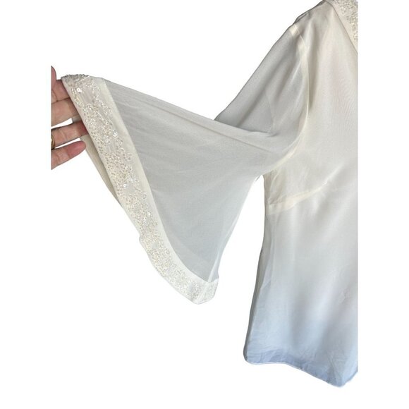 Badgley Miechka American Glamour Blouse Top Size XL Beaded Sequin Sheer Overlay - Picture 5 of 13